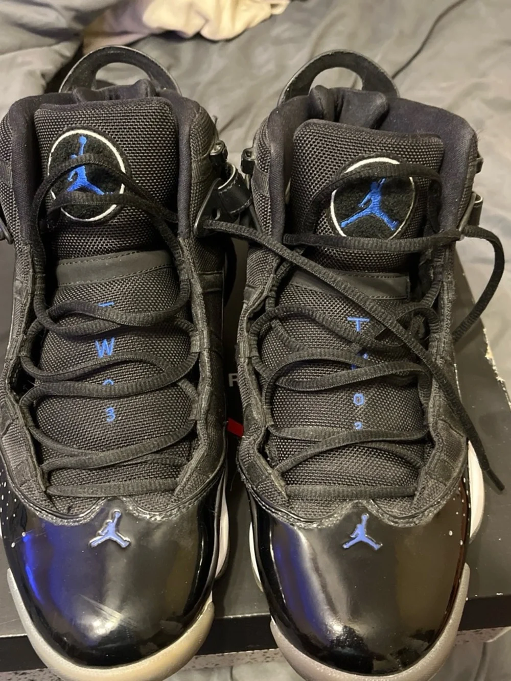 Jordan Black and Royal Blue Retro Basketball Sneakers